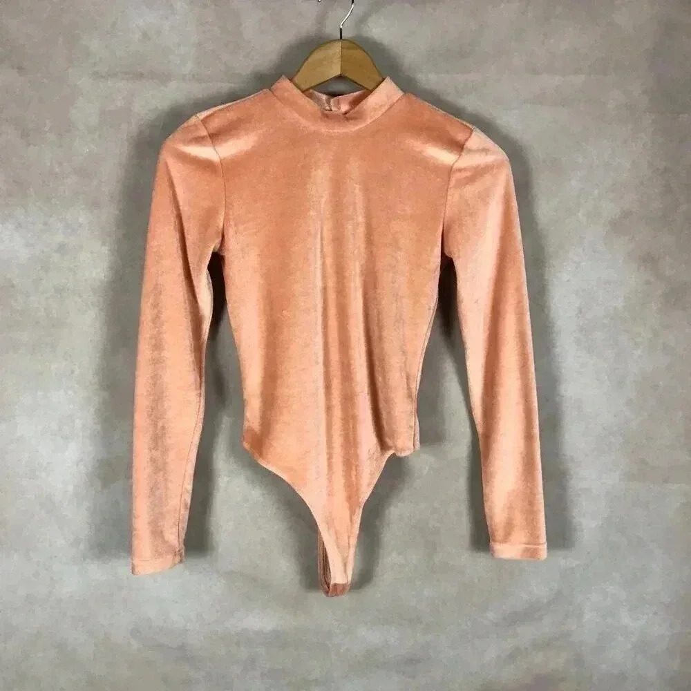 Urban Outfitters Velvet Long Sleeve Bodysuit SMALL - Picture 2 of 13